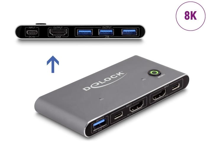 Delock HDMI KVM Switch 8K 60 Hz met USB 5 Gbps