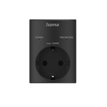 Stekkeradapter, geaarde stekkerdoos, overspanningsbeveiliging, netspanning, zw - Hama