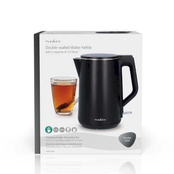 Bouilloire 1,5 l Plastique Noir Rotation à 360 degrés Caché - Nedis