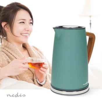 Waterkoker 1.7 l Soft-Touch Groen 360 graden draaibaar Verborgen - Nedis