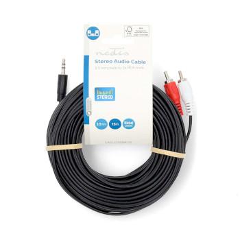 Stereo-Audiokabel 3,5 mm Male 2x RCA Male Vernikkeld 15.0 m Rond - Nedis