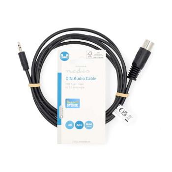 Câble audio DIN DIN 5 broches mâle 3,5 mm mâle Nickelé 2,00 m - Nedis