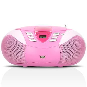 SCD-37 USB Pink Portable FM Radio CD and USB player Pink - Lenco