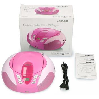 SCD-37 USB Pink Portable FM Radio CD and USB player Pink - Lenco
