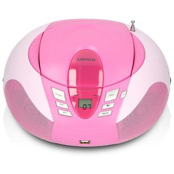 SCD-37 USB Pink Portable FM Radio CD and USB player Pink - Lenco