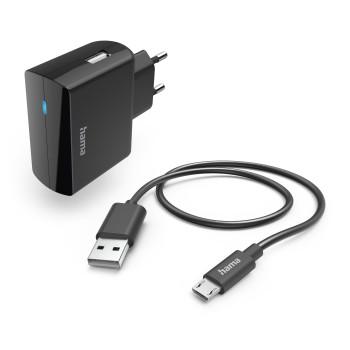 Chargeur avec câble de chargement Micro-USB, 12 W, 1,0 m, noir - Hama