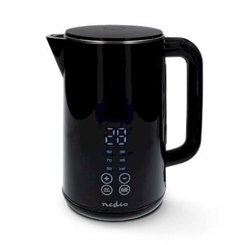 Bouilloire 1,7 l Plastique Noir 50,60,70,80,90,100 C - Nedis
