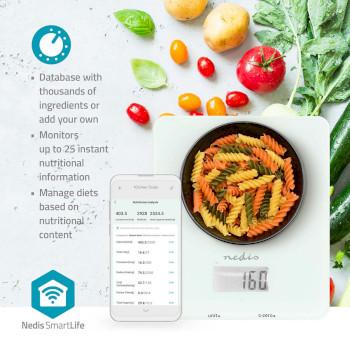 SmartLife-keukenweegschaal Bluetooth® Glas / Kunststof Wit - Nedis