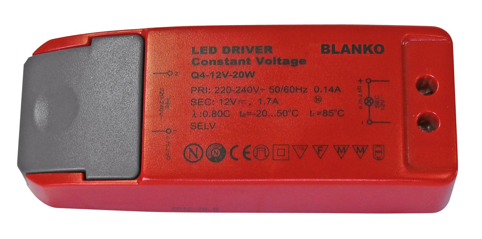 Alimentation électrique à tension constante pour bandeaux LED 12V / 1.7 A BLANKO