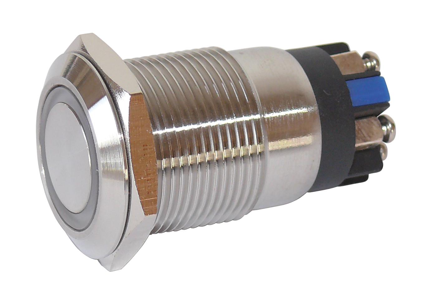 Volle metalen drukknop met schroefogen 19mm ringverlichting geel BLANKO