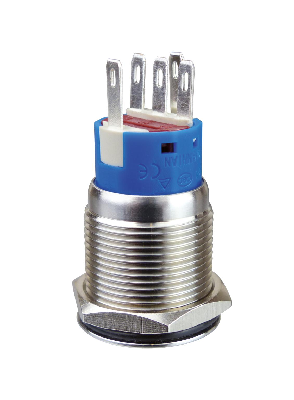 Metaltaster 19 mm met lichtsymbool, witte ringverlichting, 1x Ö, 1x S BLANKO