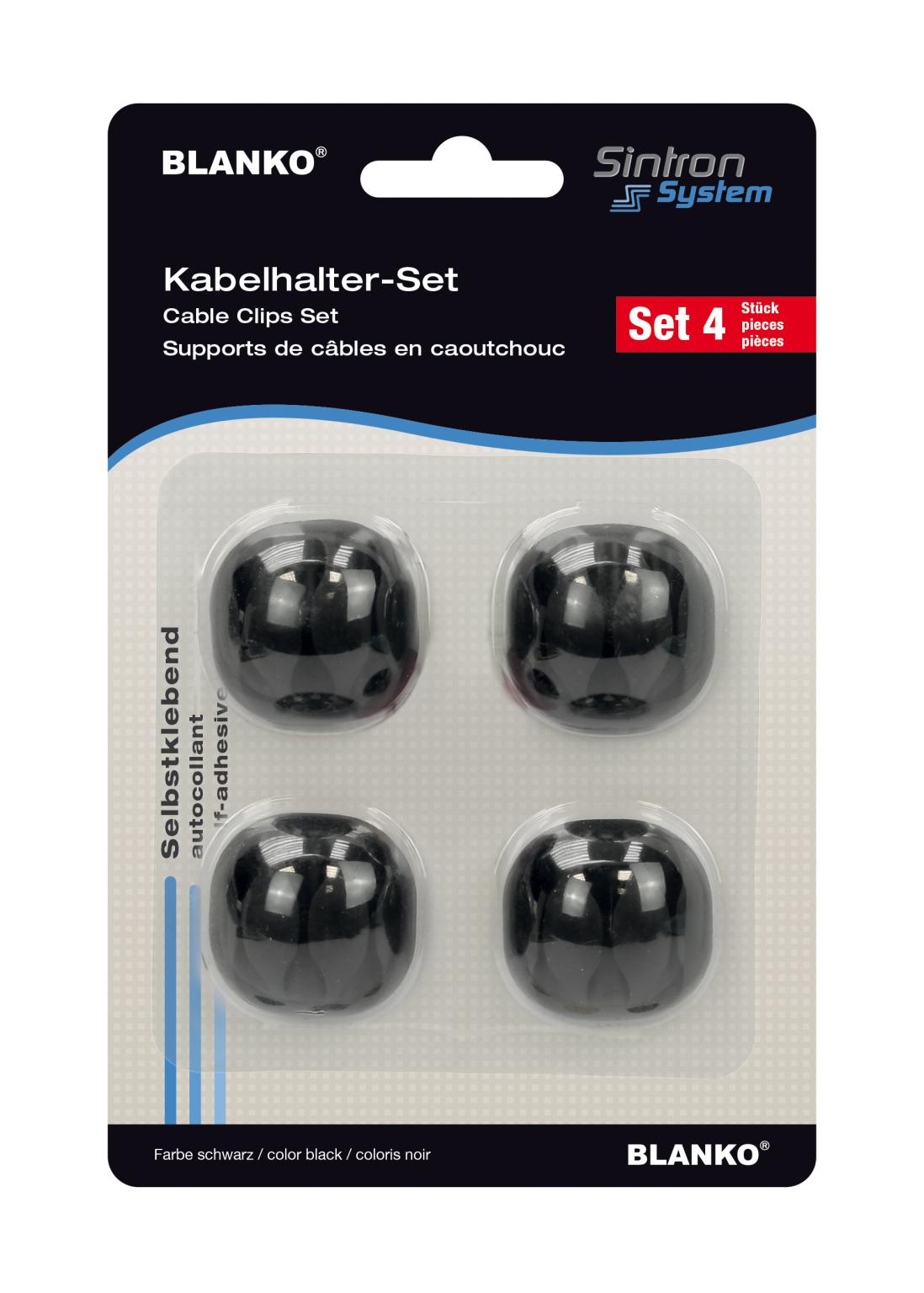 Support câbles 4 pièces Sintron System auto-adhésif noir