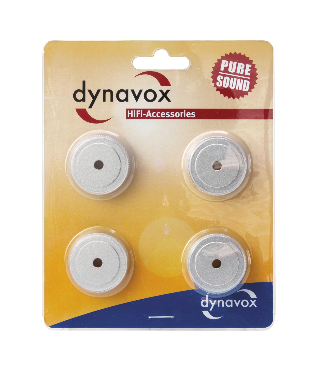Dynavox Pieds d'appareil avec moleté midi Aluminium argent Set de 4