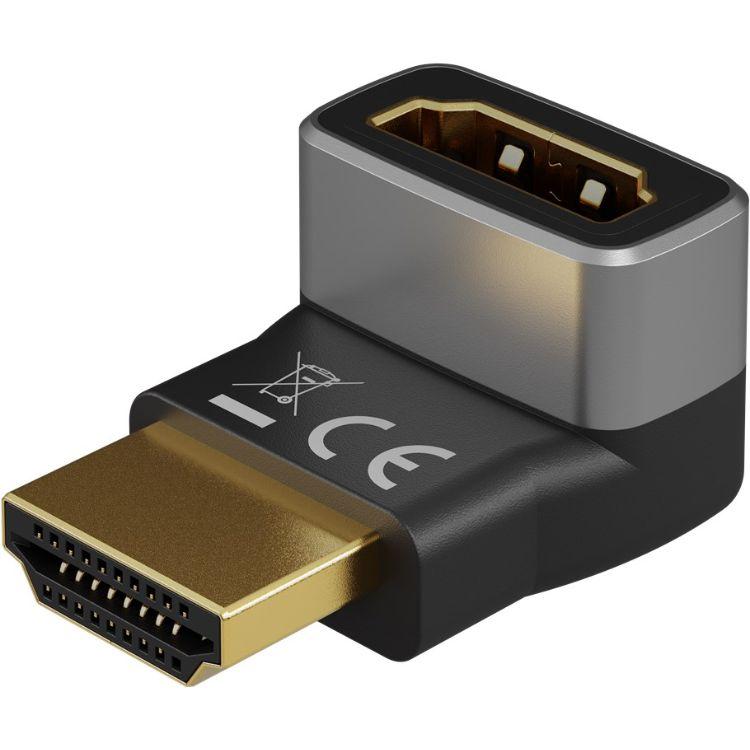 Adaptateur HDMI™ coudée 90 verticale, 8K @ 60 Hz, dorée