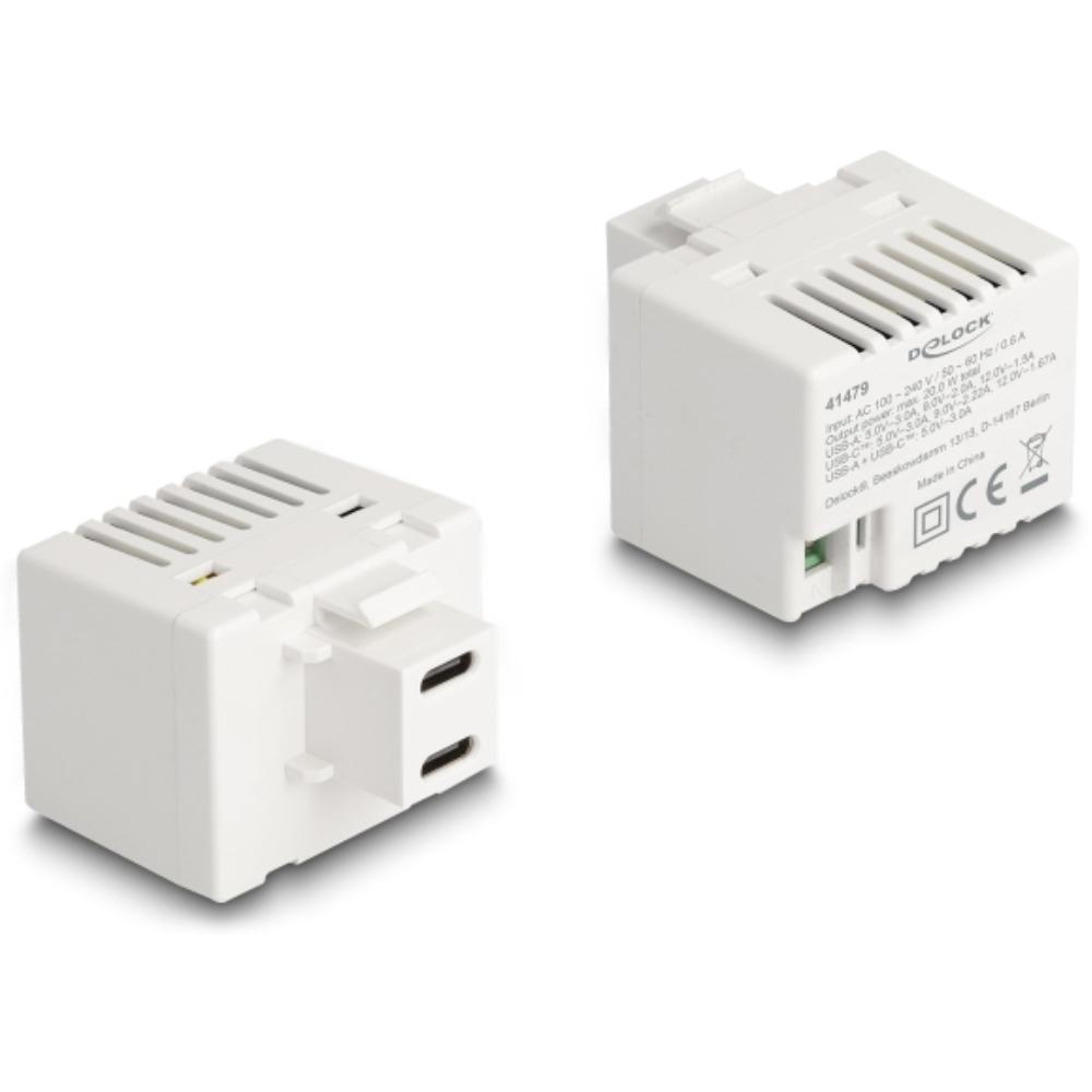 USB C naar 2‑pins aansluitblok keystone - Delock