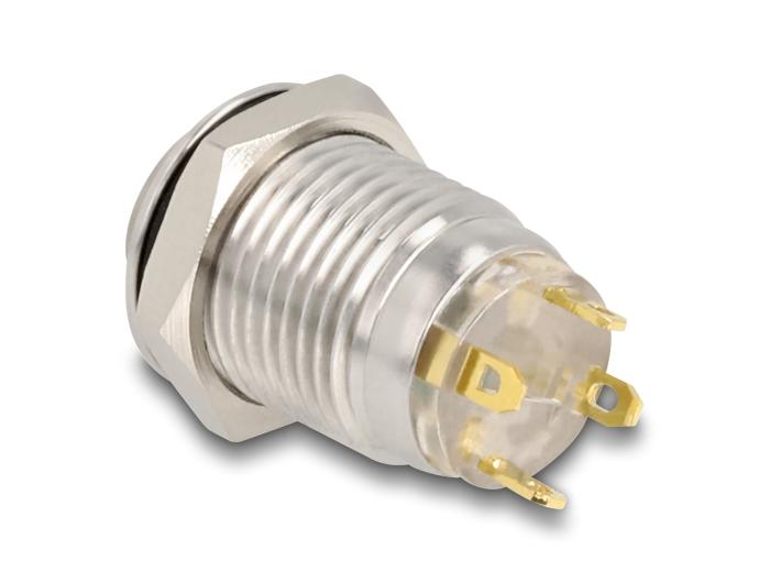 Delock Drukknop voor inbouw 12 mm 4 x soldeer-aansluiting LED groen punt