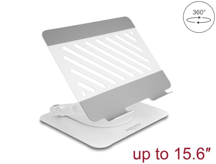 Support tablette et ordinateur portable Delock, réglable, aluminium – 360 rotatif