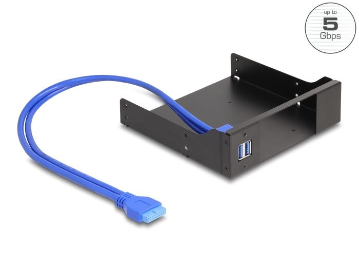 Delock 5.25″ Cadre d'encastrement métallique pour baie amovible Slim Bay avec USB 5 G
