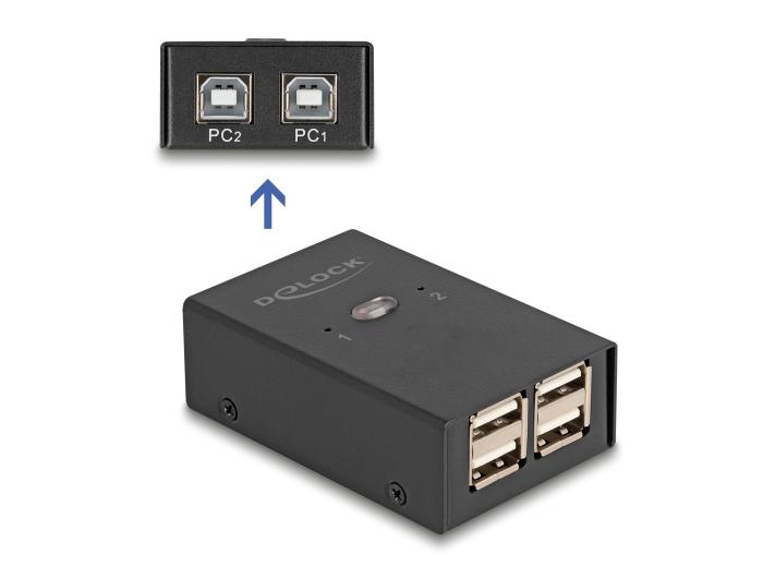 Delock USB 2.0 Switch voor 2 pc's en 4 apparaten