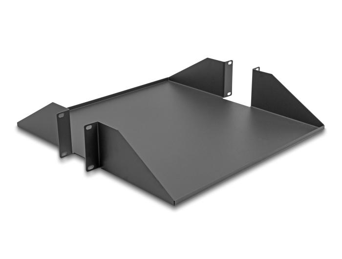 Delock 19″ tiroir coulissant double face jusqu'à 46 kg à partir de 500 mm de profondeur 2 HE gris foncé