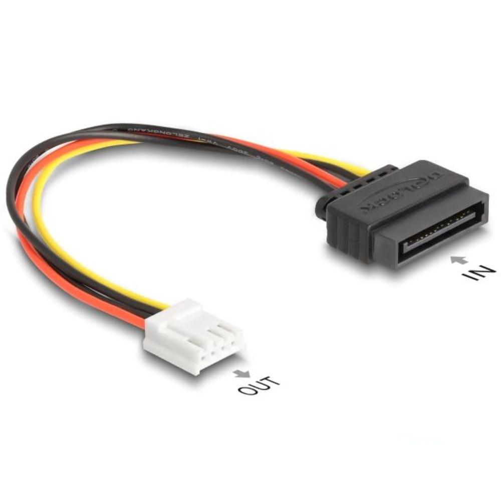 Floppy 4-pin naar SATA Stroomkabel 15 cm – Delock