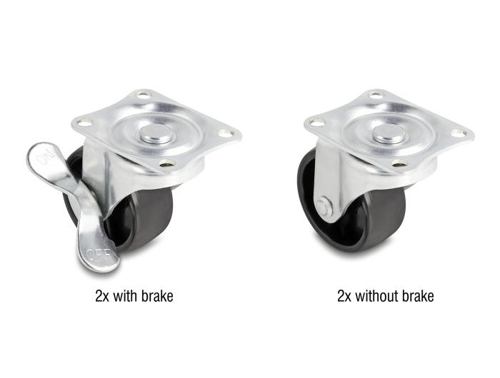 Delock Zwenkwiel Ø 50 mm Draagvermogen tot 90 kg Set 2 x 2 stuks
