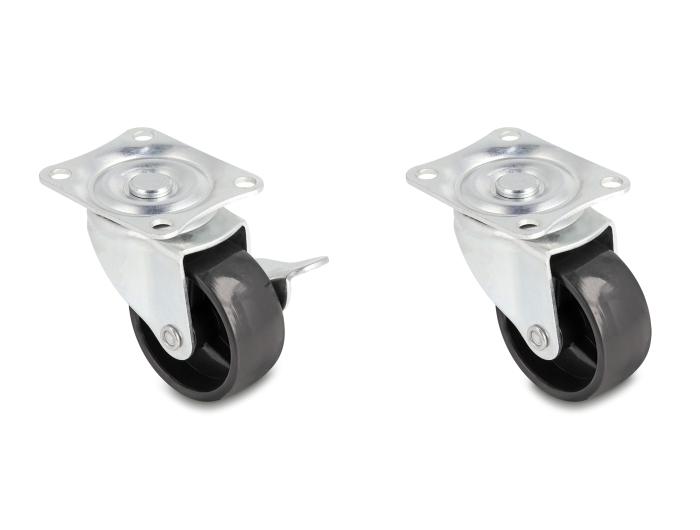 Delock Roulettes pivotantes Ø 50 mm Capacité de charge jusqu'à 90 kg Jeu de 2 x 2 pièces