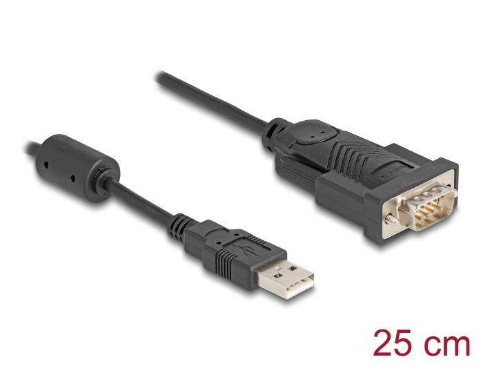 Delock Adapter USB 2.0 Typ-A naar 1 x Seriële RS-232 D-Sub 9-pins Stekker met