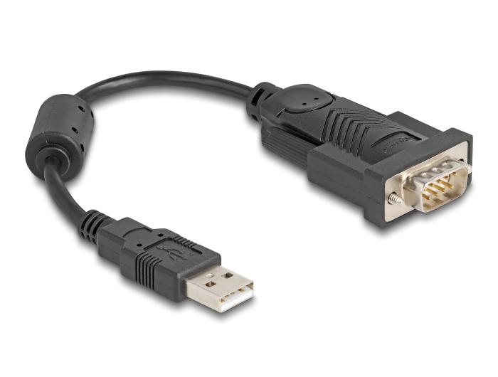 Delock Adapter USB 2.0 Typ-A naar 1 x Seriële RS-232 D-Sub 9-pins Stekker met