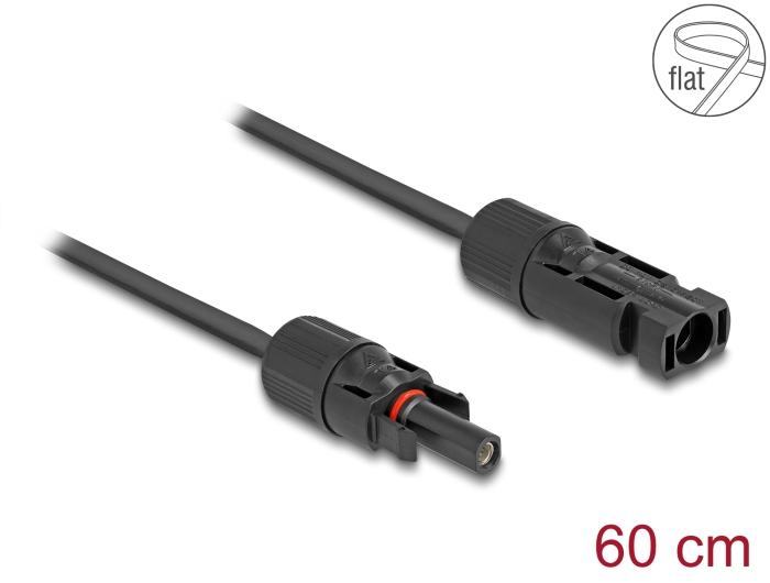 Delock DL4 Solar Flachbandkabel Fiche mâle vers Fiche femelle 60 cm noir