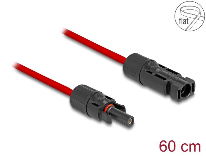 Delock DL4 Solar Flachbandkabel Fiche mâle vers Fiche femelle 60 cm rouge