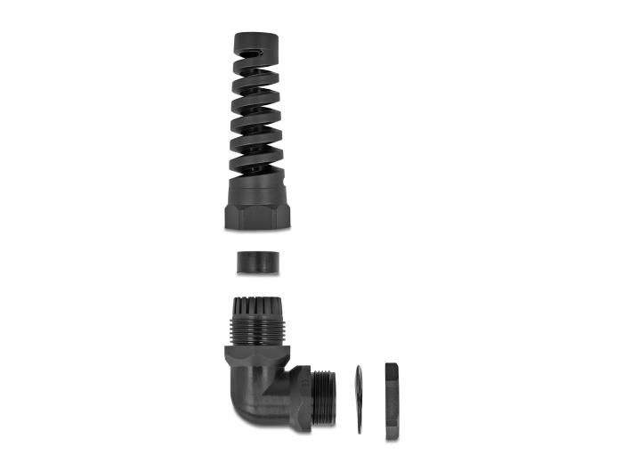 Delock Kabelwartel met trekontlasting 90 gehoekte PG16 zwart
