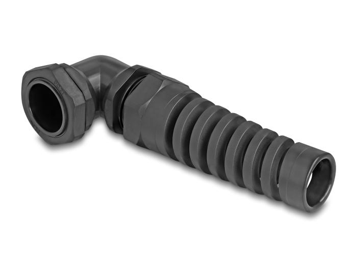 Delock Kabelwartel met trekontlasting 90 gehoekte PG21 zwart