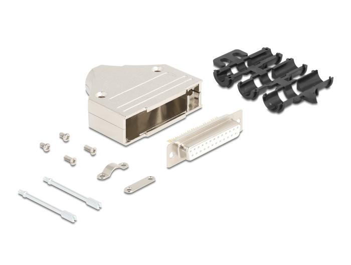 Boîtier de connecteur Sub-D Delock 25 broches en métal avec connecteur