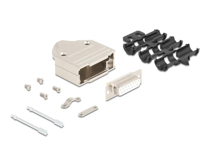 Boîtier de connecteur Sub-D Delock 15 broches en métal avec connecteur