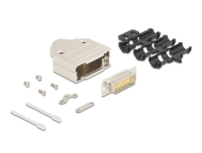 Boîtier de connecteur Sub-D Delock 15 broches en métal avec connecteur