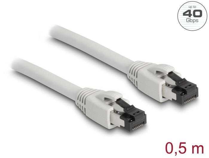 Delock RJ45 câble réseau Cat.8.1 S/FTP 0,5 m jusqu'à 40 Gbps gris