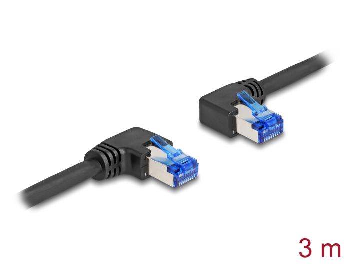 Delock RJ45 câble réseau Cat.6A S/FTP droit/gauche angulé 3 m noir