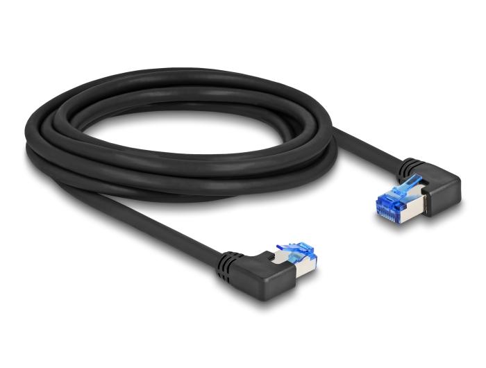 Delock RJ45 câble réseau Cat.6A S/FTP droit/gauche angulé 3 m noir