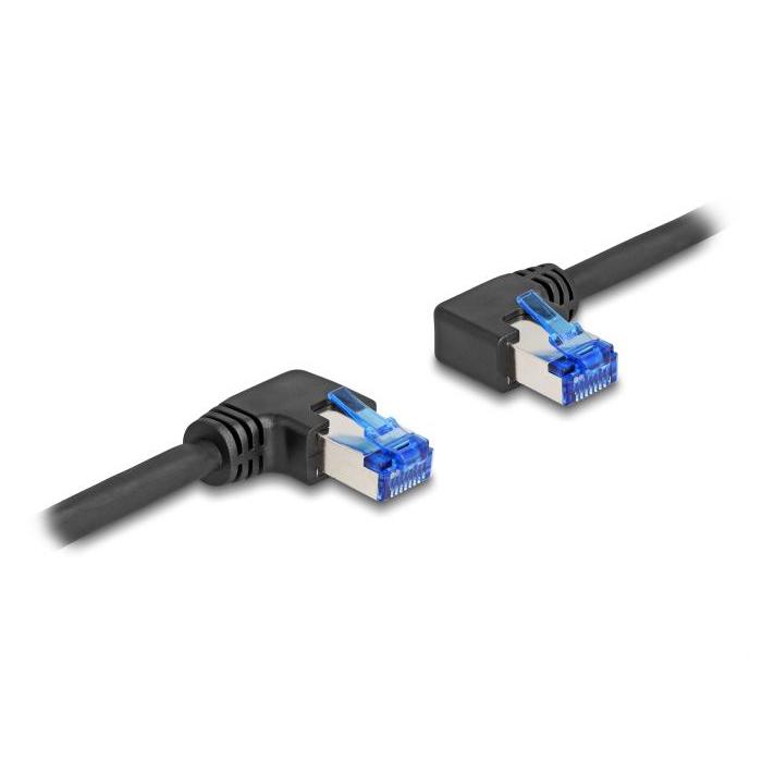 Delock RJ45 Câble réseau Cat.6A S/FTP anglé droit / gauche 1 m noir