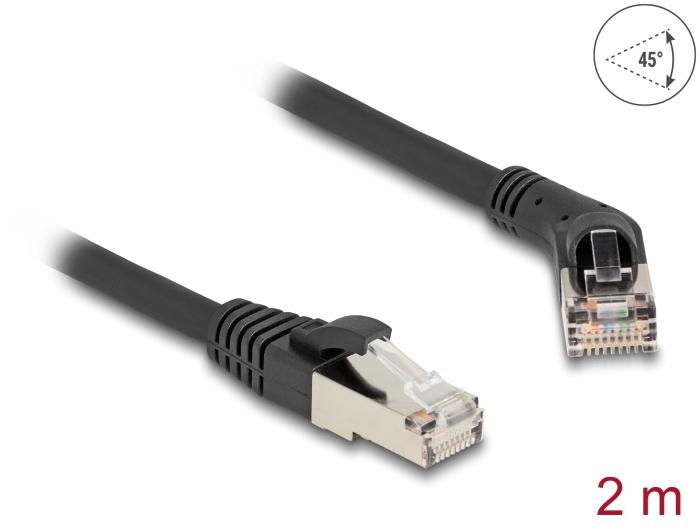 Delock RJ45 câble réseau Cat.6A S/FTP Connecteur 45 coudé à droite