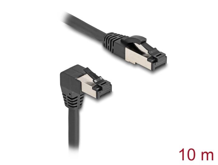 Delock RJ45 Câble réseau Cat.8.1 S/FTP 90 coudé vers le bas / droit 10 m