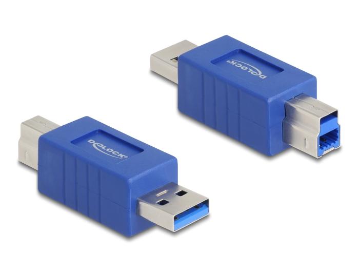 Delock USB 5 Gbps Adapter USB type-A stekker naar USB type-B stekker (gekruist