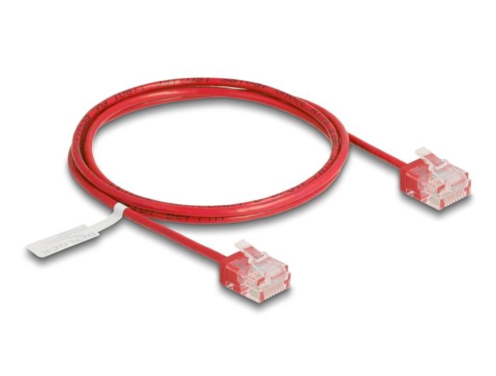 Delock RJ45 câble réseau Cat.6 UTP Ultra Slim 1 m rouge avec connecteurs courts