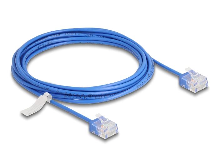 Delock RJ45 Netwerkkabel Cat.6 UTP Ultra Slim 3 m blauw met korte stekker