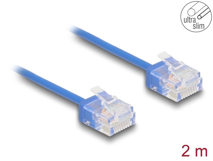 Delock RJ45 netwerkkabel Cat.6 UTP Ultra Slim 2 m blauw met korte stekker