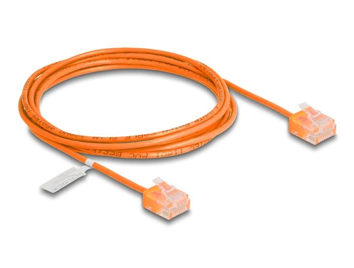 Delock RJ45 câble réseau Cat.6 UTP Ultra Slim 2 m orange avec connecteurs courts
