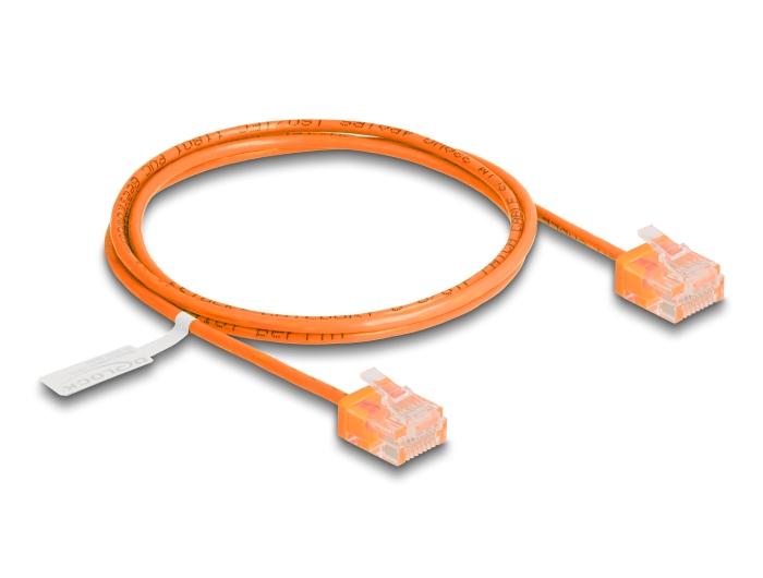 Delock RJ45 Câble réseau Cat.6 UTP Ultra Slim 1 m orange avec connecteurs courts
