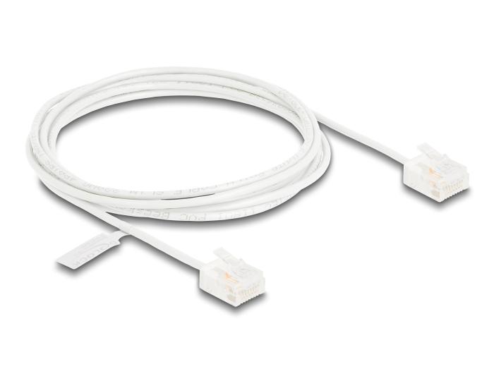 Delock RJ45 Netwerkkabel Cat.6 UTP Ultra Slim 2 m wit met korte stekkers