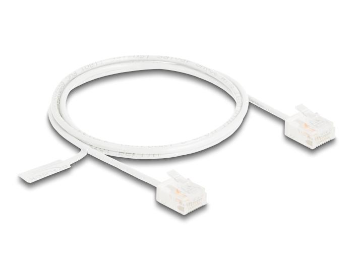 Delock RJ45 Câble réseau Cat.6 UTP Ultra Slim 1 m blanc avec connecteurs courts